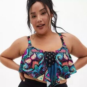 Torrid V Flounce Bikini Top, multicolored
